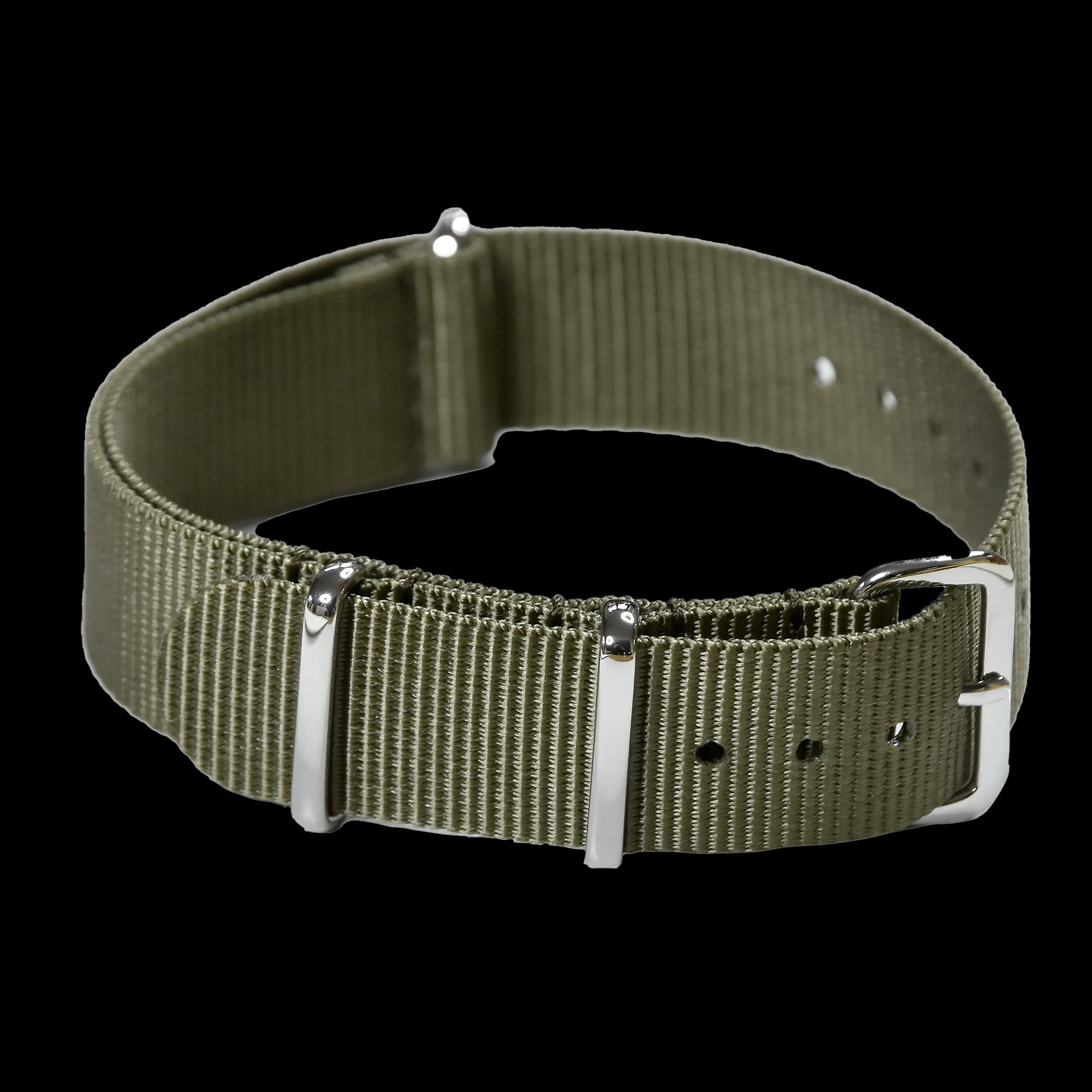 18mm Olivgrün NATO Militär-Uhrenarmband mit Edelstahl-Verschlüssen
