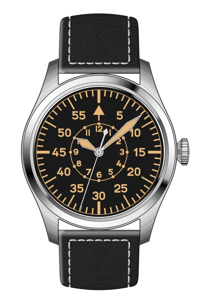 Aeschbach 46mm WWII Limited Edition XL Format Luftwaffe Pattern Military Aviators Watch with Sapphire Crystal