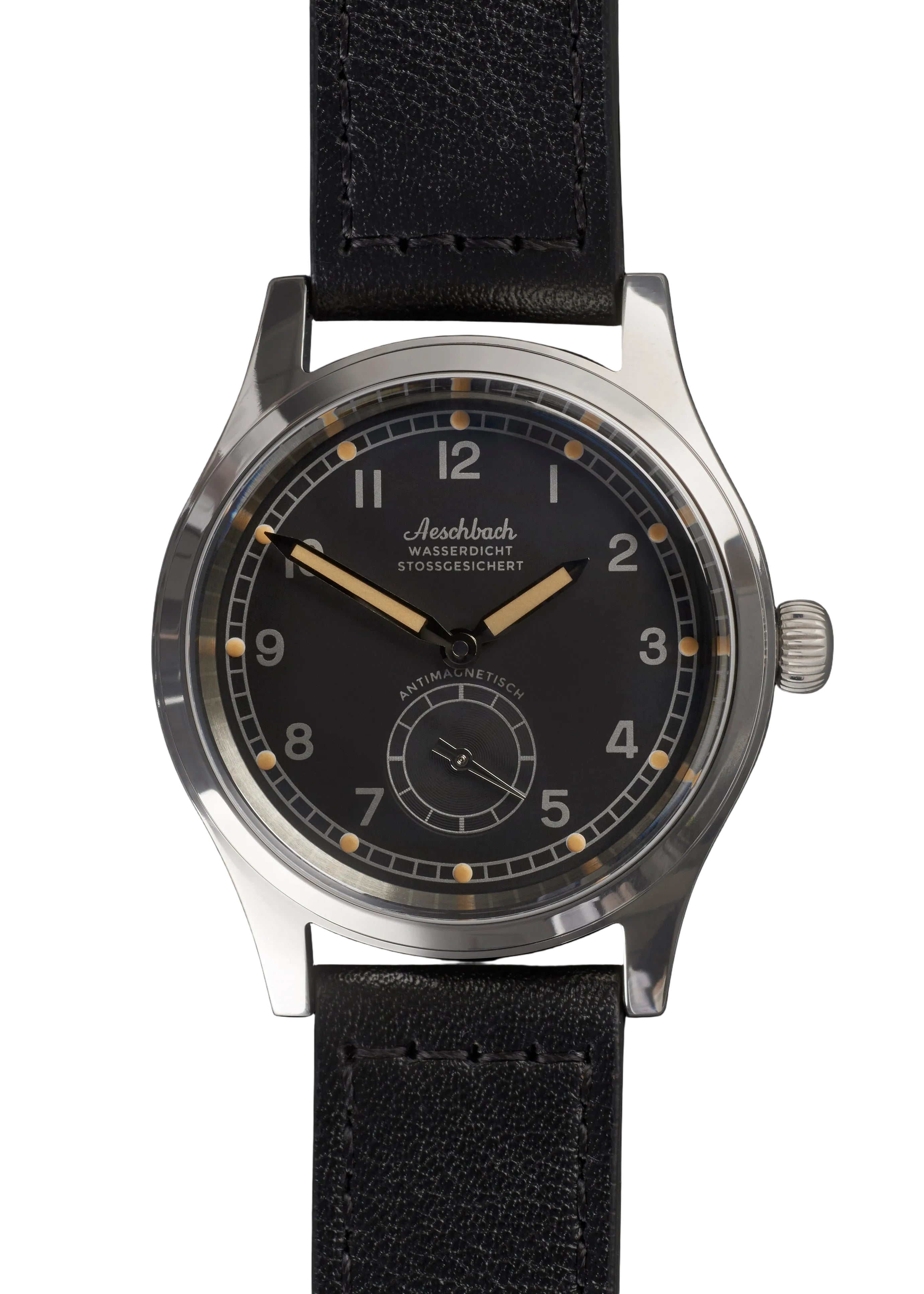 Aeschbach WW2 Pattern Germany Luftwaffe / Reichsluftfahrtministerium (RLM) Pilots Watch with a 24 Jewel Swiss Sellita SW216 Movement and a Domed Vintage Box Sapphire Crystal
