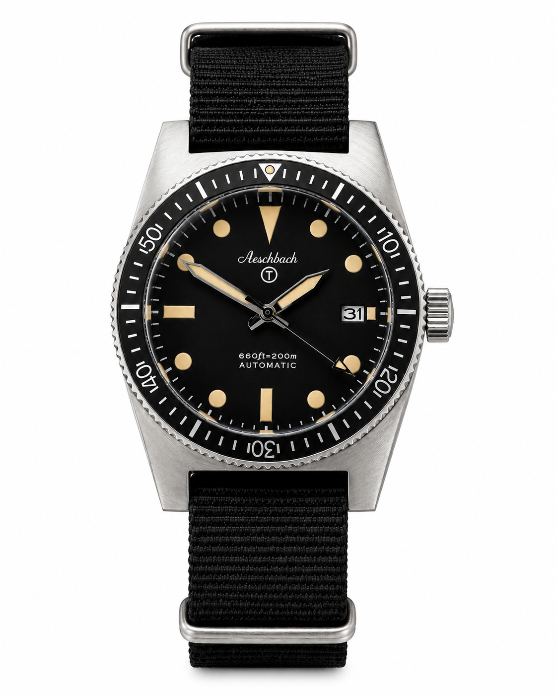 Aeschbach Classic Automatik 24-Jewel Taucheruhr mit Keramiklünette und Saphirglas
