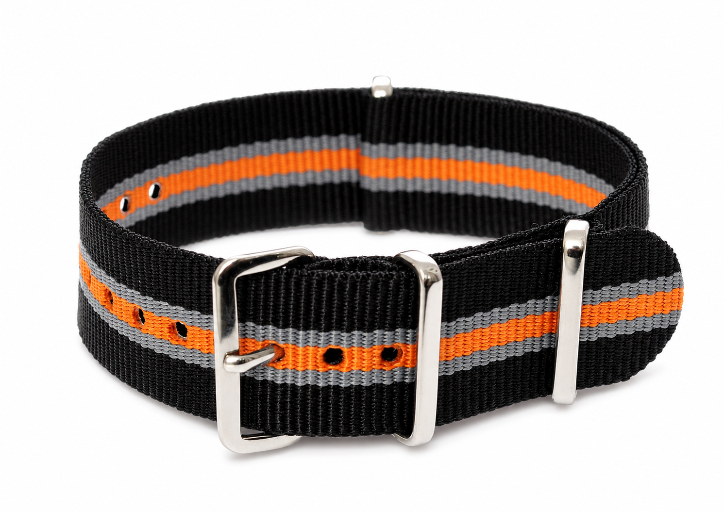Correa de Reloj Militar NATO Negra, Gris y Mandarina de 20mm