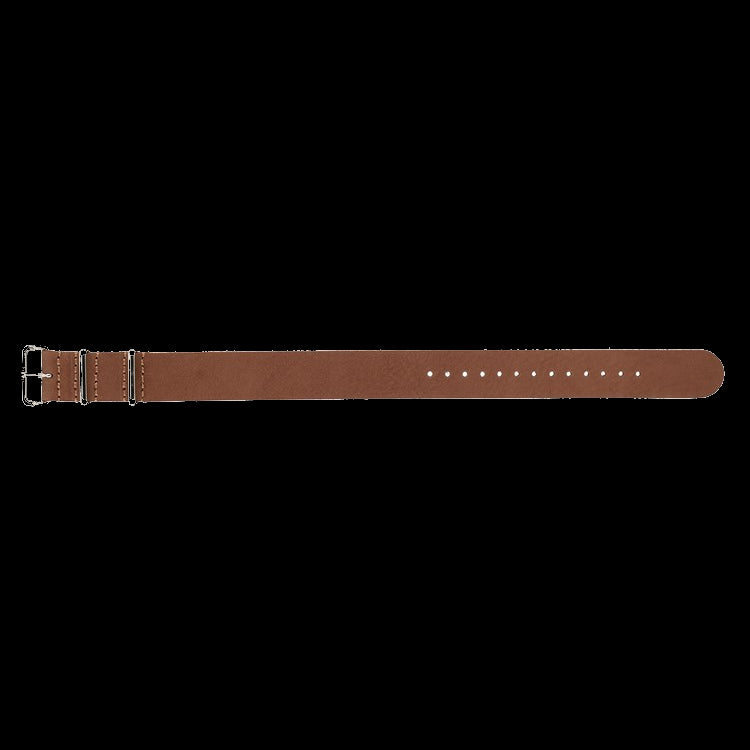 Correa de reloj militar NATO de cuero marrón de 22 mm