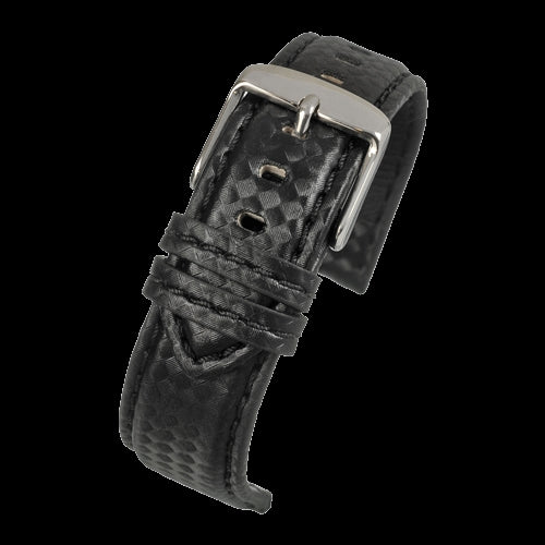 Cinturino premium in fibra di carbonio nero da 20mm con cuciture abbinate