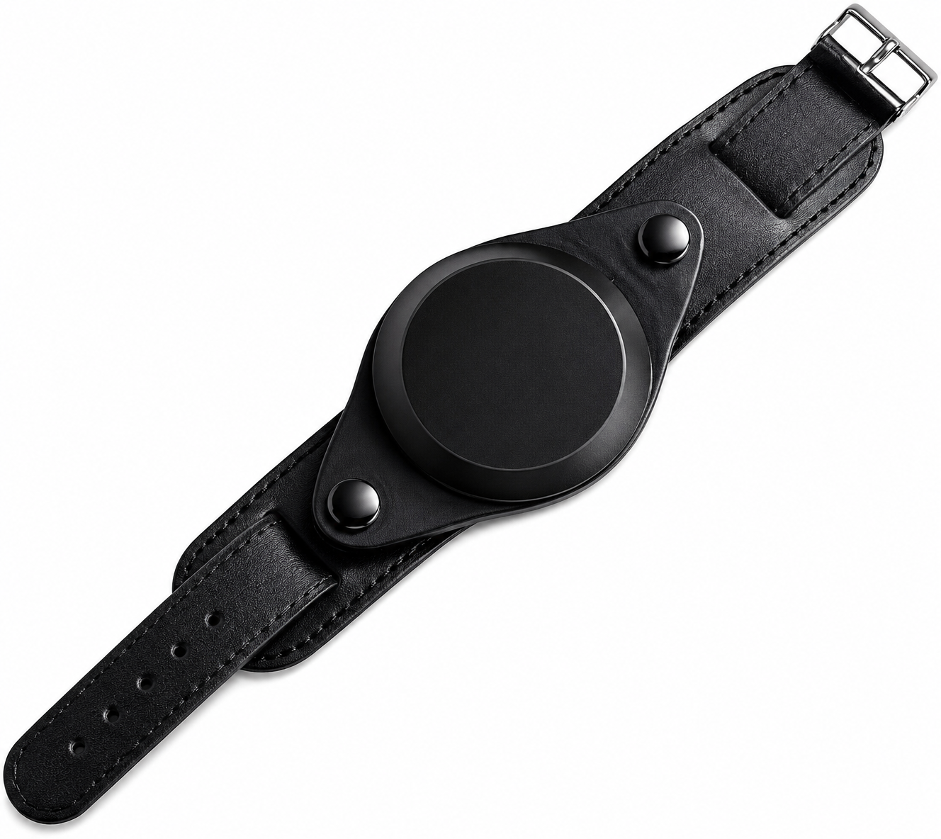 Correa de reloj militar de cuero negro de 18 mm con patrón de los años 50 y cubierta protectora para la esfera