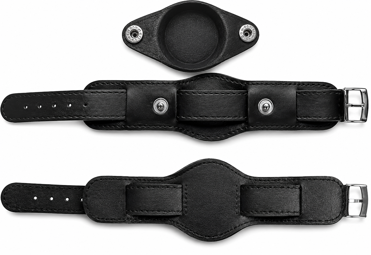 Correa militar de cuero negro de 20mm con patrón de los años 50 y cubierta protectora para la esfera
