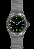 MWC G10 100m Water resistant Military Watch in Stainless Steel Satin Finish Case with Screw Crown and Ten Year Battery Life