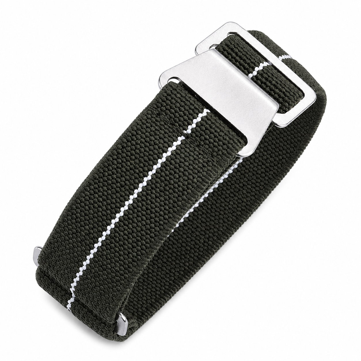 20mm elastisches französisches Marine- und Spezialkräfte-Armband in Grün mit einem weißen Streifen