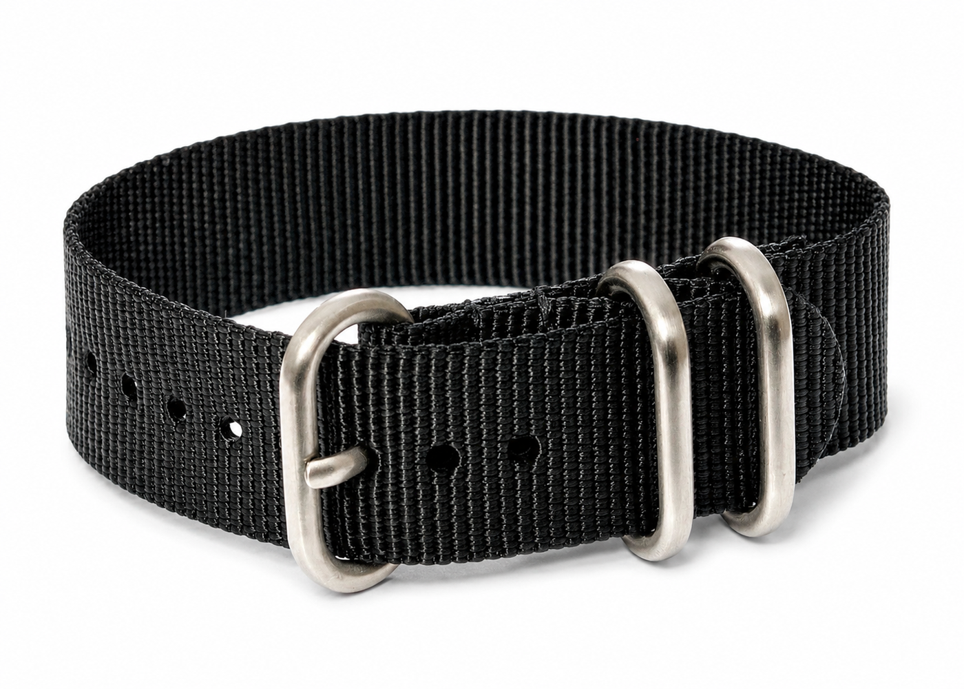 18mm Schwarzes Zulu-Muster Ballistic Nylon Militär-Uhrenarmband