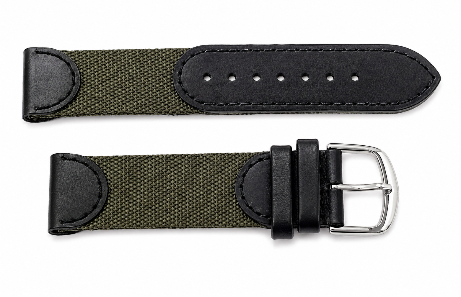 MWC 18mm Retro Leder und Stoff Kombination Uhrenarmband