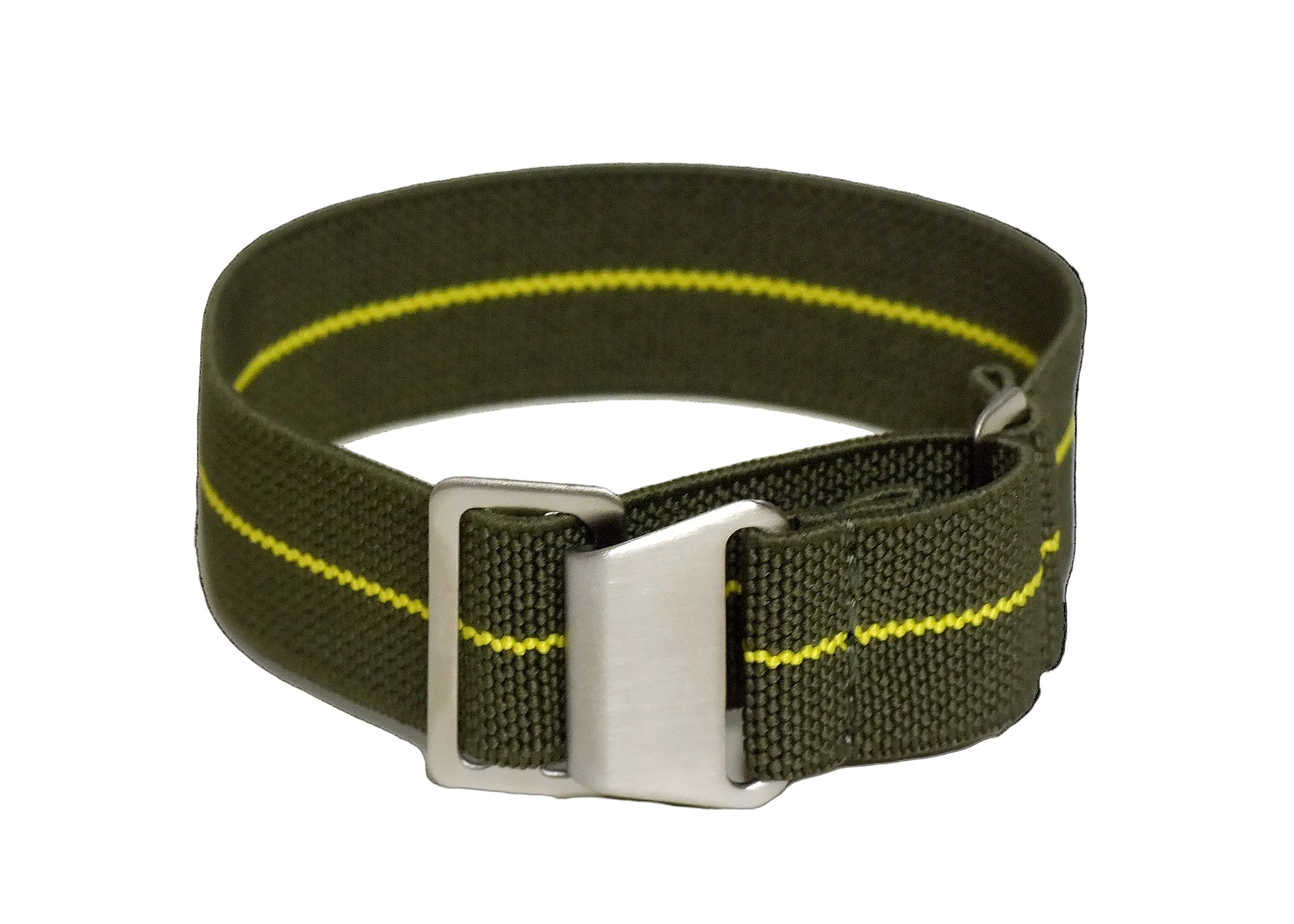 20mm elastisches französisches Marine- und Spezialkräfte-Armband in Grün mit einem gelben Streifen