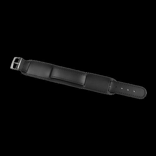 Schwarzes 1950er Muster 18mm Leder-Militär-Uhrenarmband mit Chromschnallen