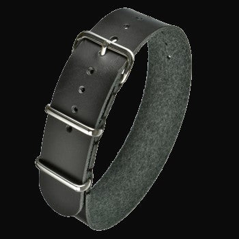18mm Schwarzes Leder NATO Militär-Uhrenarmband