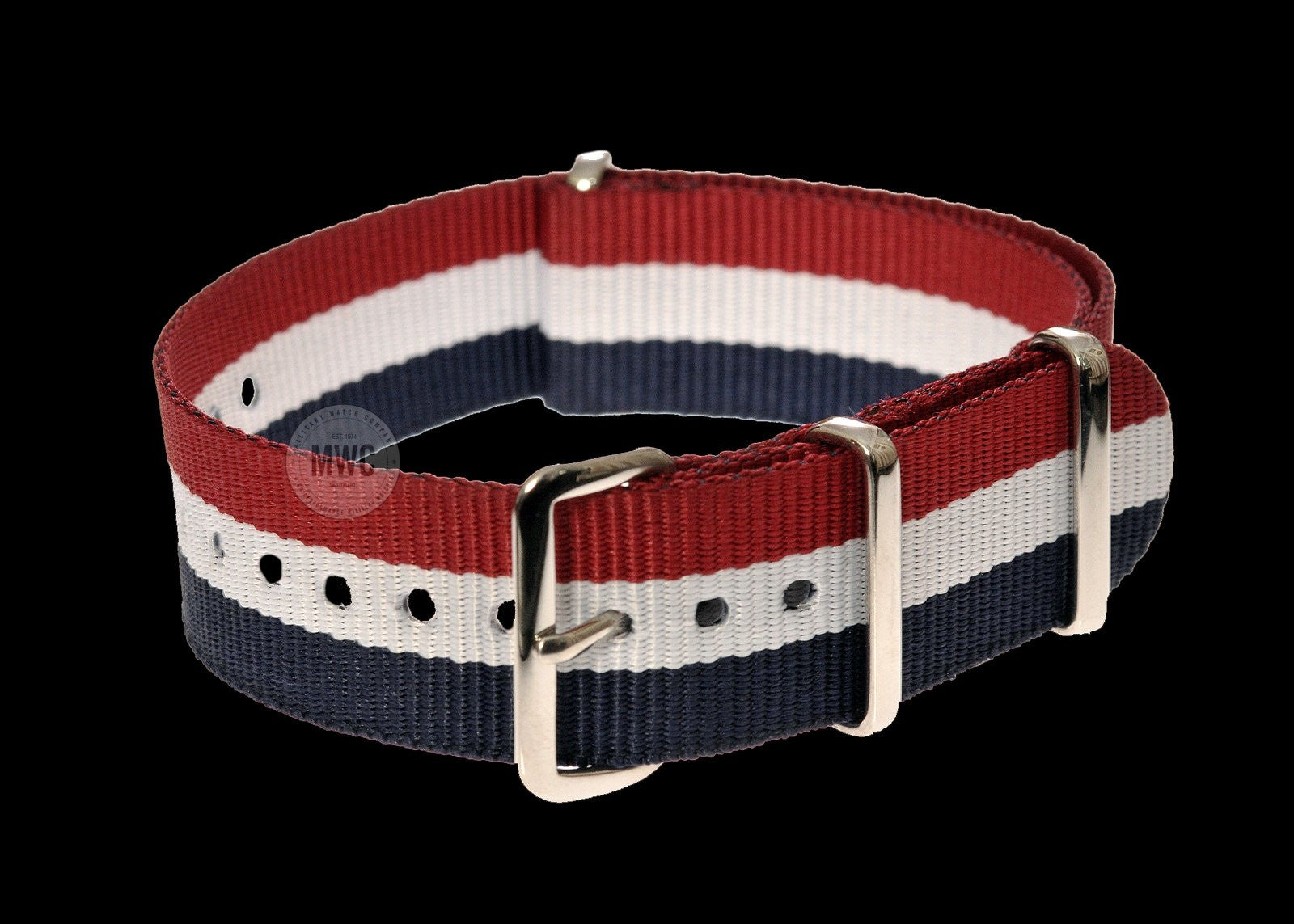 20mm Blaues, weißes und rotes NATO Militär-Uhrenarmband