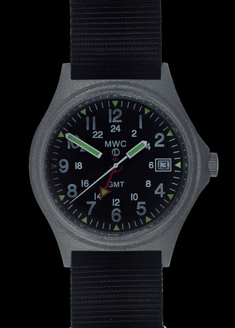 MWC GMT (Dual Time Zone) Water resistant Military Watch in Stainless Steel Case with Screw Crown