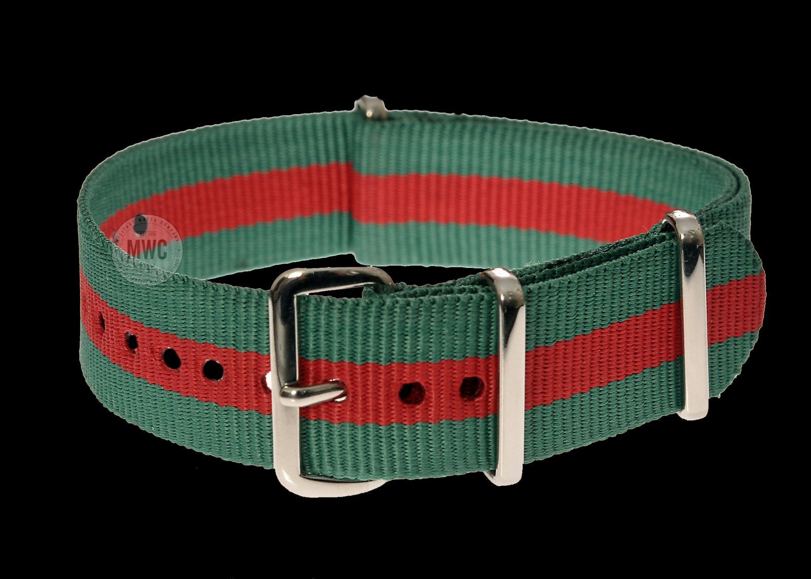 20mm Grünes und rotes NATO Militär-Uhrenarmband