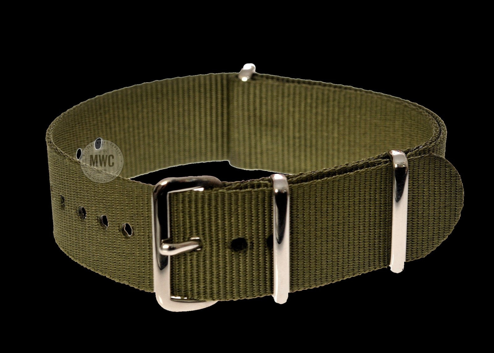 Correa de reloj militar NATO oliva de 24 mm