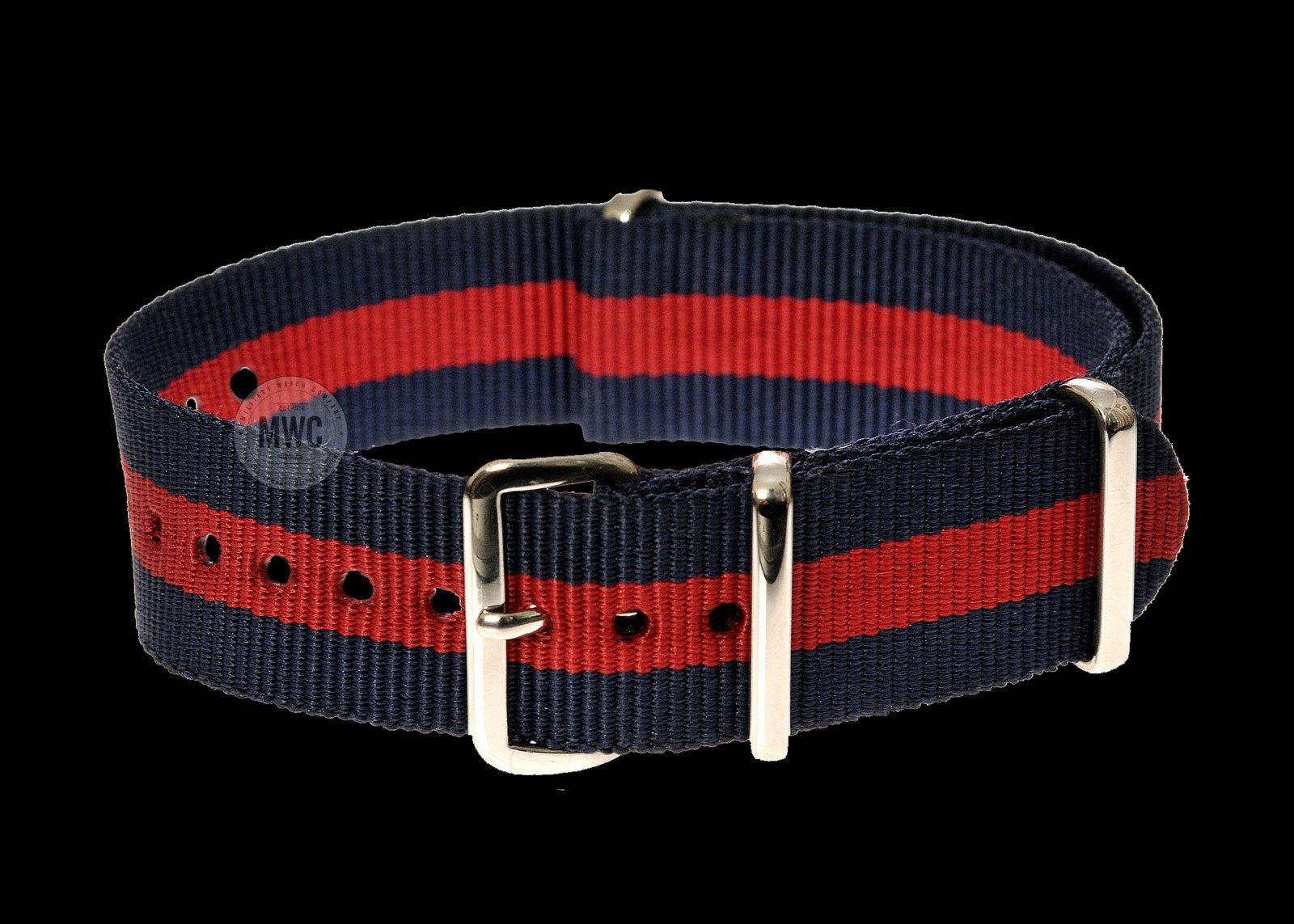 Bracelet de montre militaire NATO rouge et marine 18mm