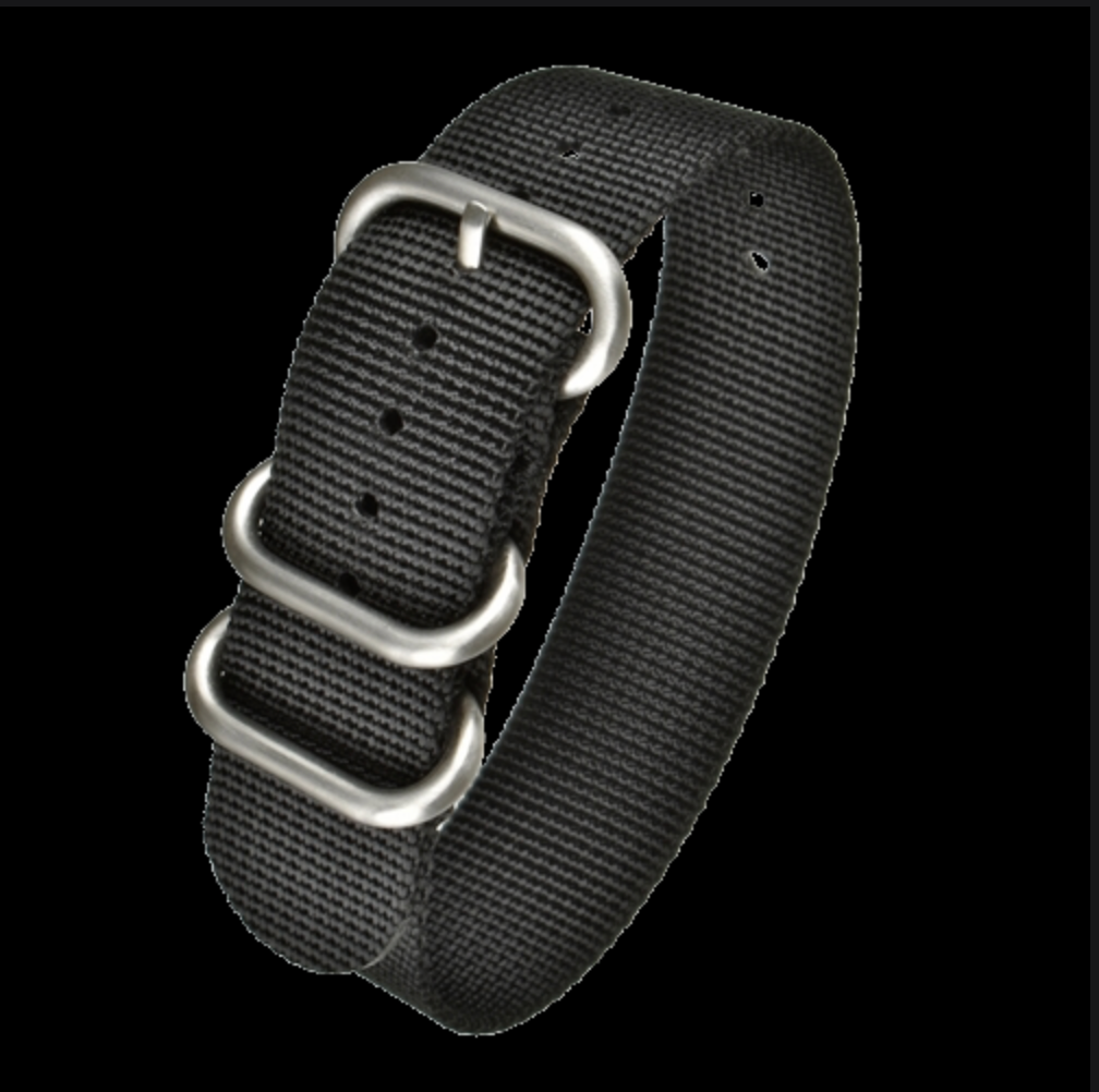 18mm Schwarzes Zulu-Muster Ballistic Nylon Militär-Uhrenarmband