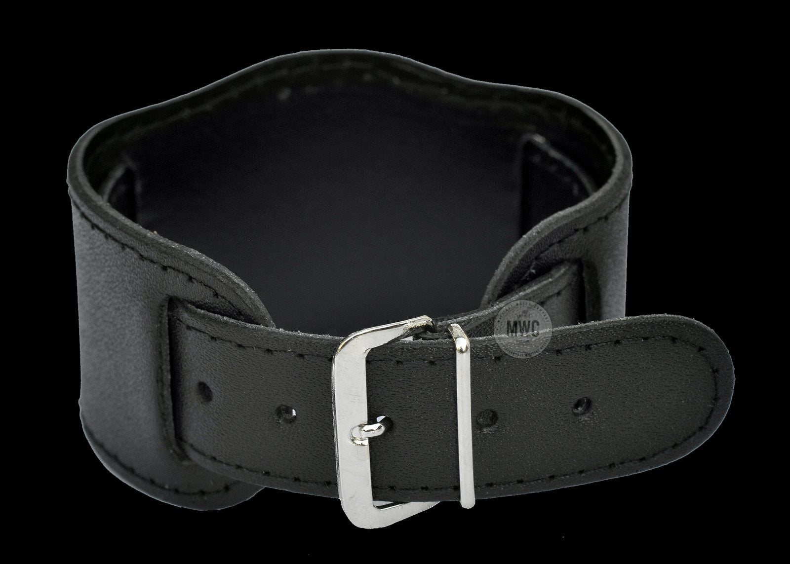 Schwarzes 1950er Muster 20mm Leder-Militär-Uhrenarmband