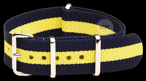 Correa de reloj militar NATO azul y amarilla de 22 mm