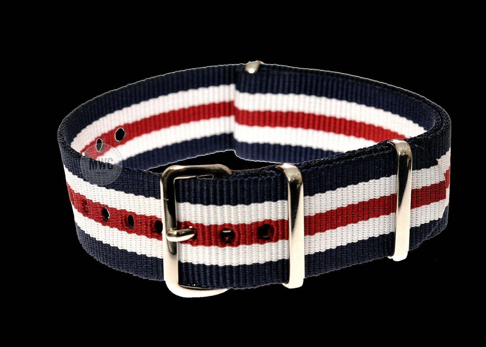 18mm Rot, Weiß und Blau NATO Militär-Uhrenarmband