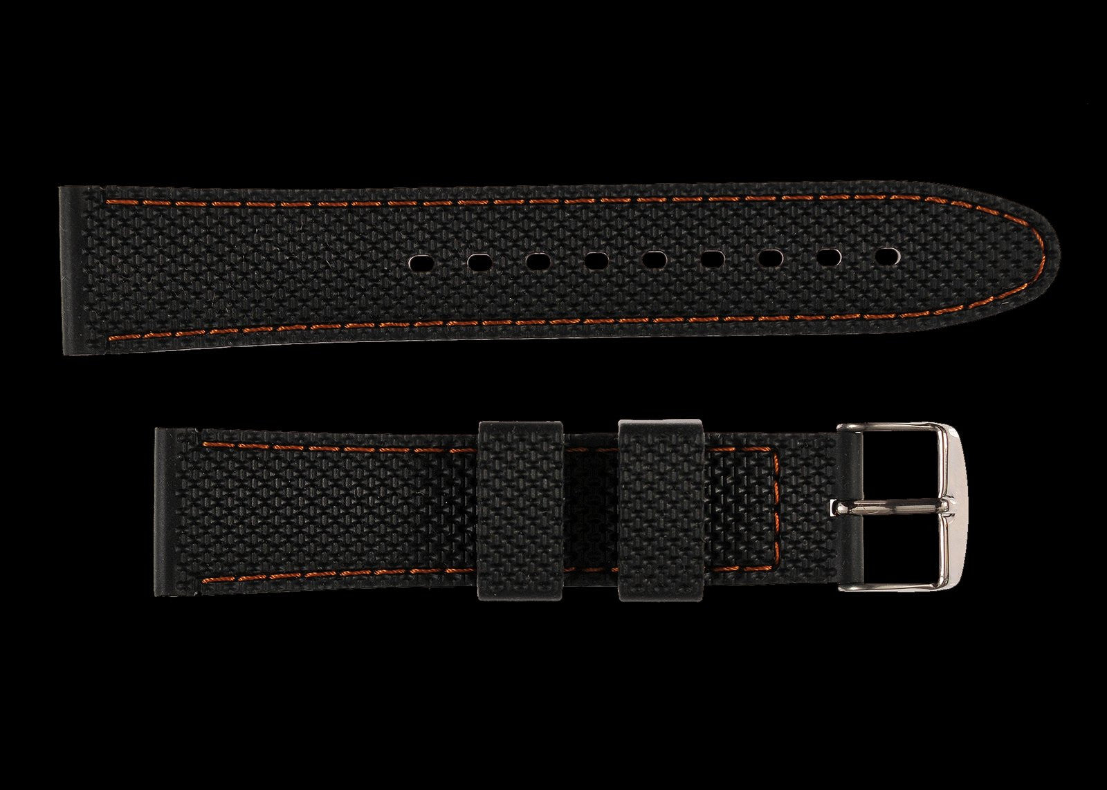 Bracelet de montre MWC en silicone 20mm avec surpiqûres orange