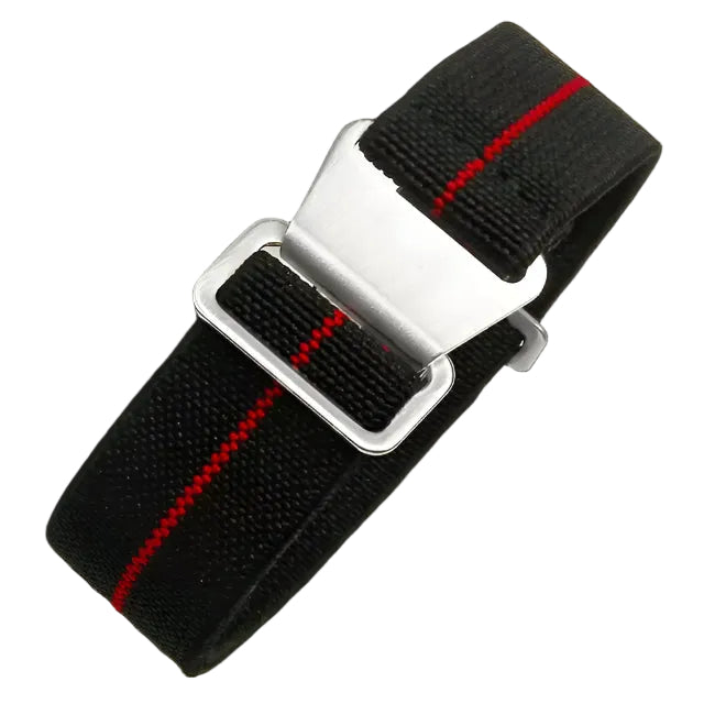 18mm elastischer französischer Marine- und Spezialkräfte-Gurt in Schwarz mit einem roten Streifen