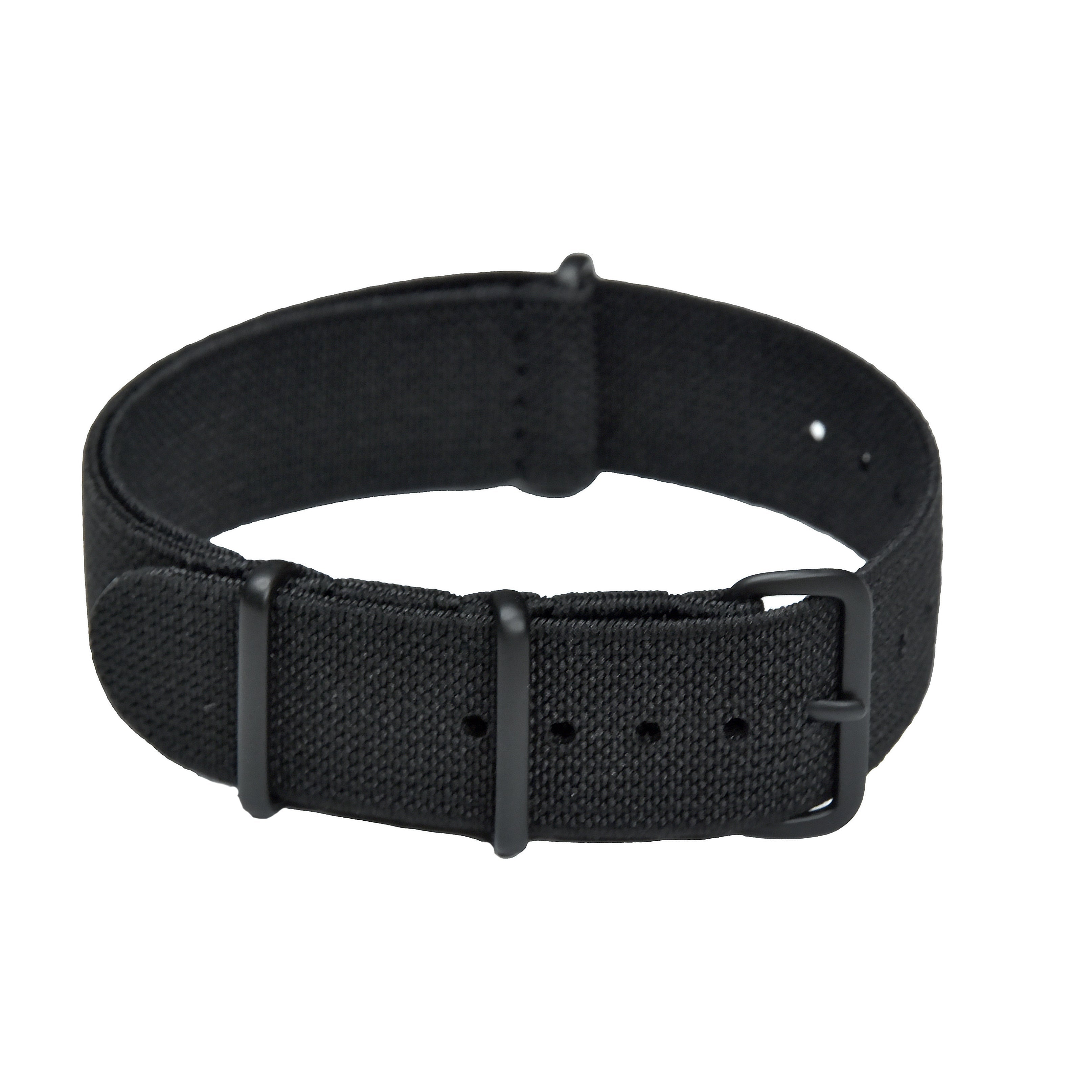 Cinturino orologio militare NATO elastico da 20mm nero con fibbie PVD