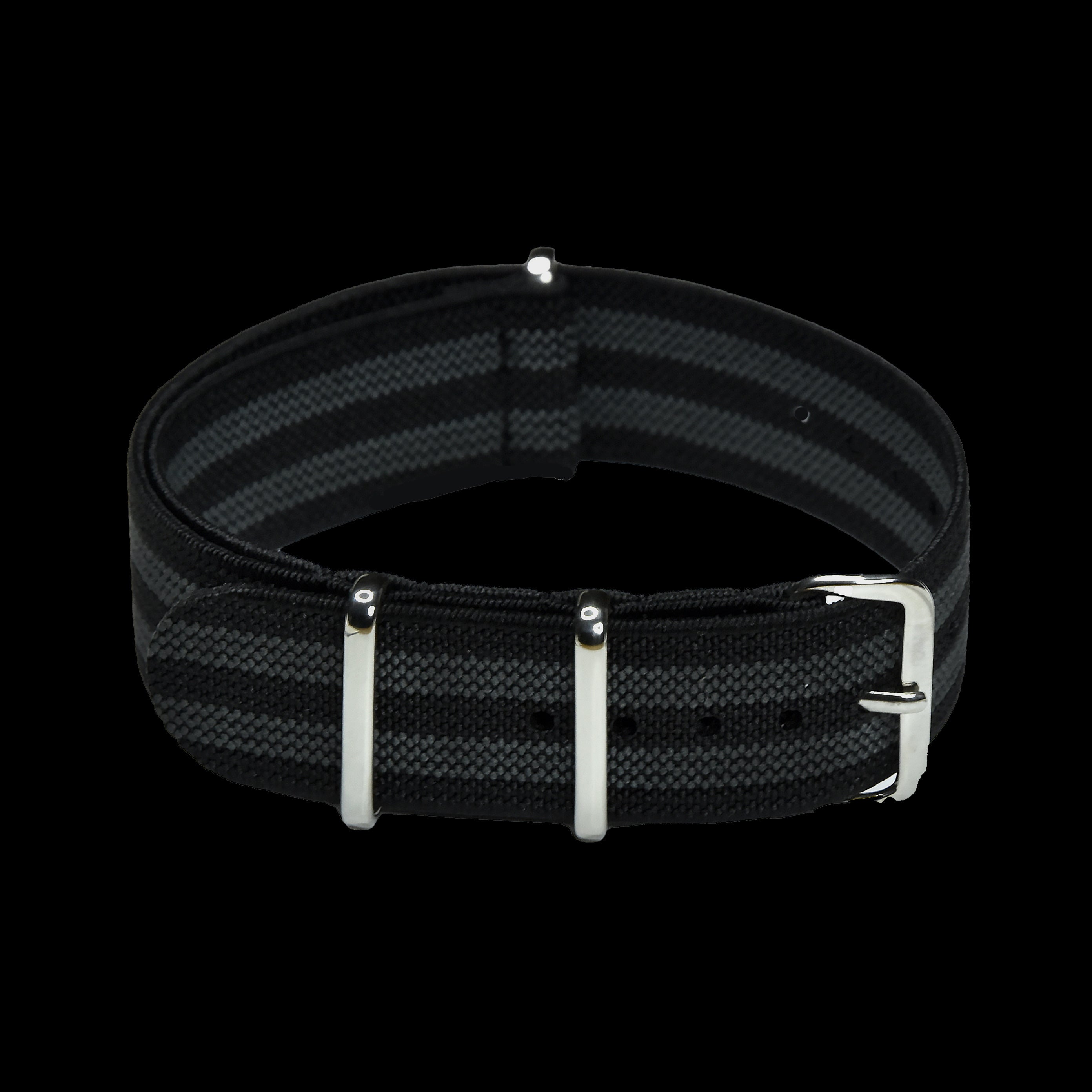 20mm Elastisches "Bond" schwarzes und graues NATO Militär-Uhrenarmband