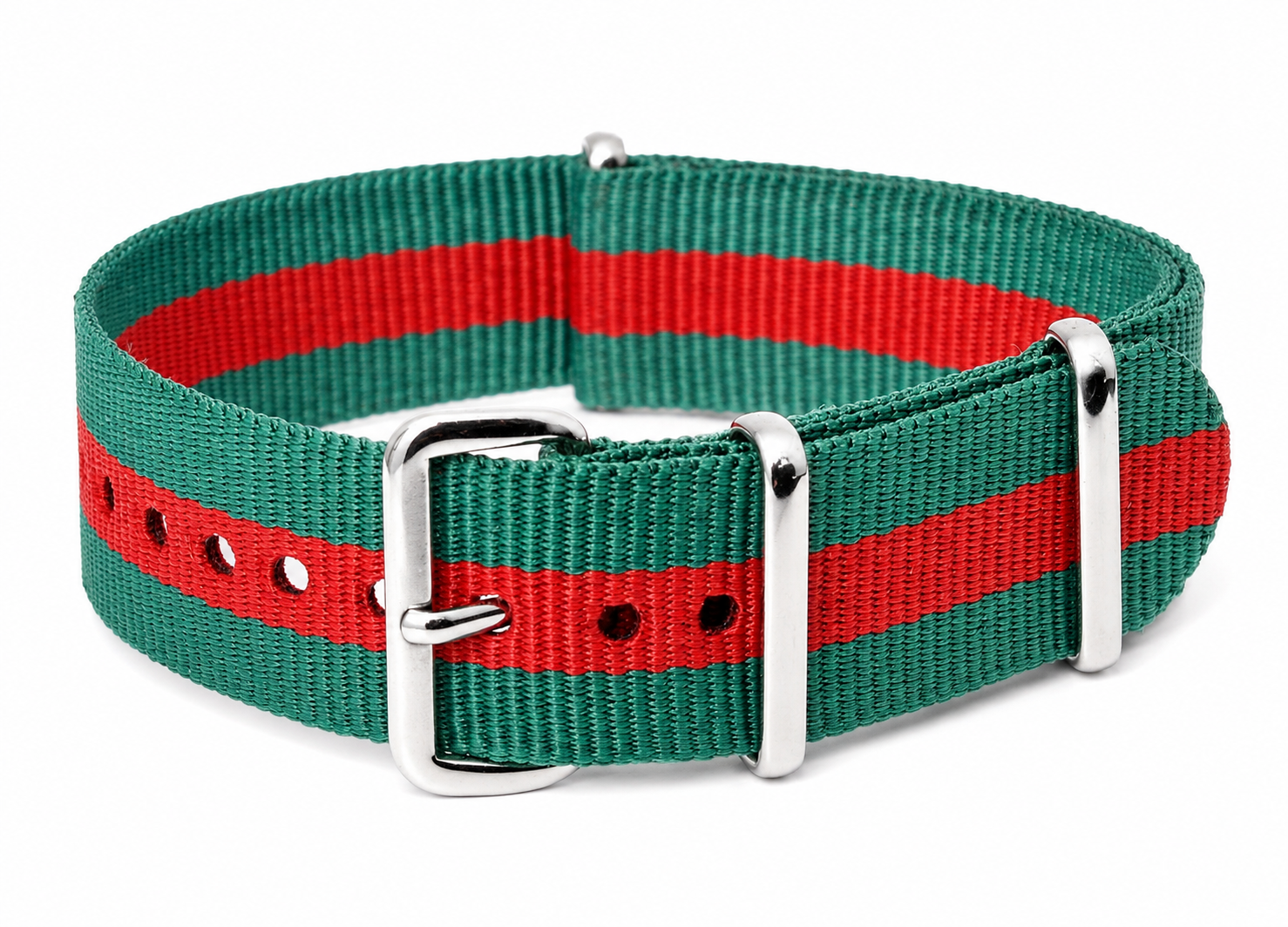 18mm Grünes und rotes NATO Militär-Uhrenarmband