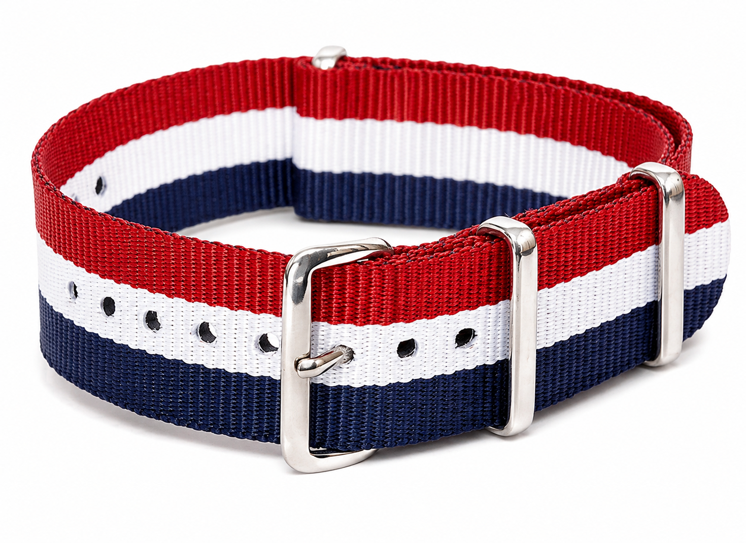 18mm Blaues, weißes und rotes NATO Militär-Uhrenarmband