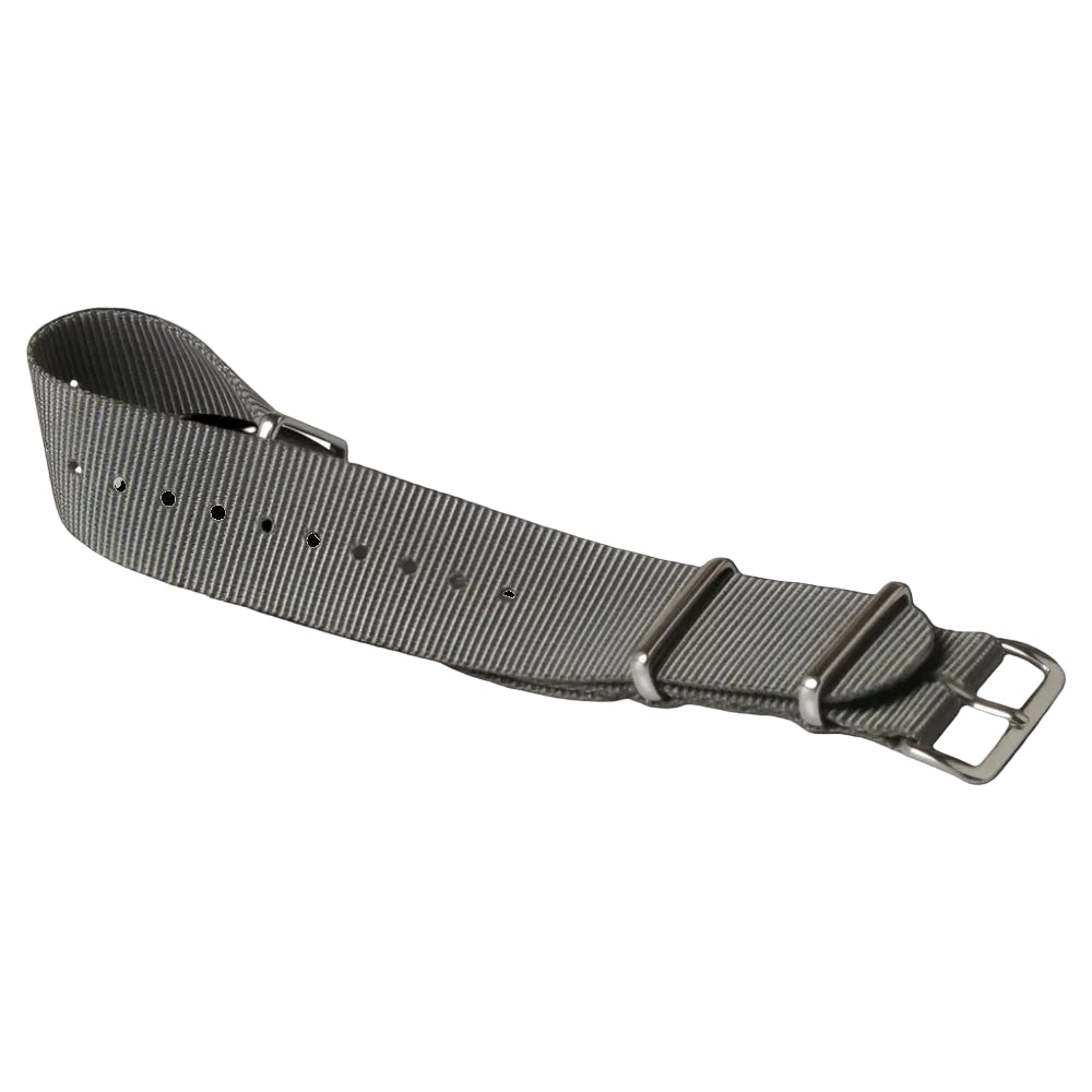 Correa de reloj militar NATO gris Almirantazgo de 22mm en nailon balístico con cierres de acero inoxidable