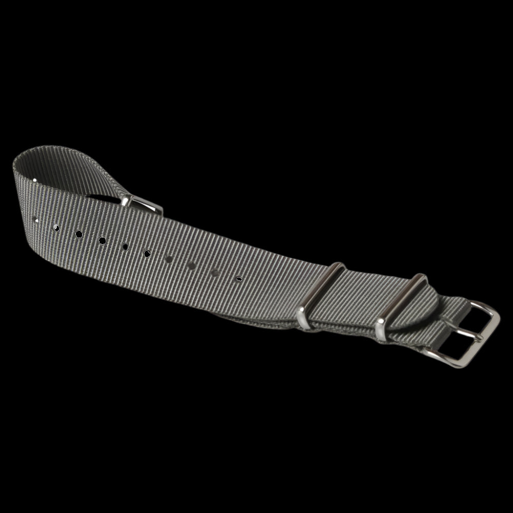 Correa de reloj militar NATO gris Almirantazgo de 20mm en nailon balístico con cierres de acero inoxidable