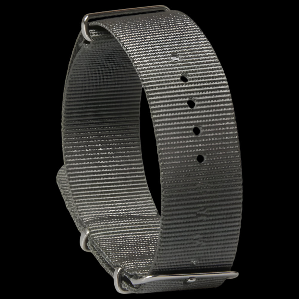 Correa de reloj militar NATO gris Almirantazgo de 24mm en nailon balístico con cierres de acero inoxidable