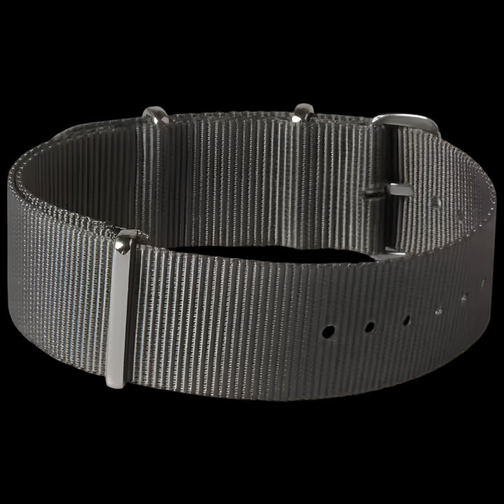 Correa de reloj militar NATO gris Almirantazgo de 20mm en nailon balístico con cierres de acero inoxidable