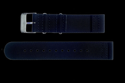 2 Piece 18mm Black NATO Military Watch Strap in Ballistic Nylon with Stainless Steel Fasteners