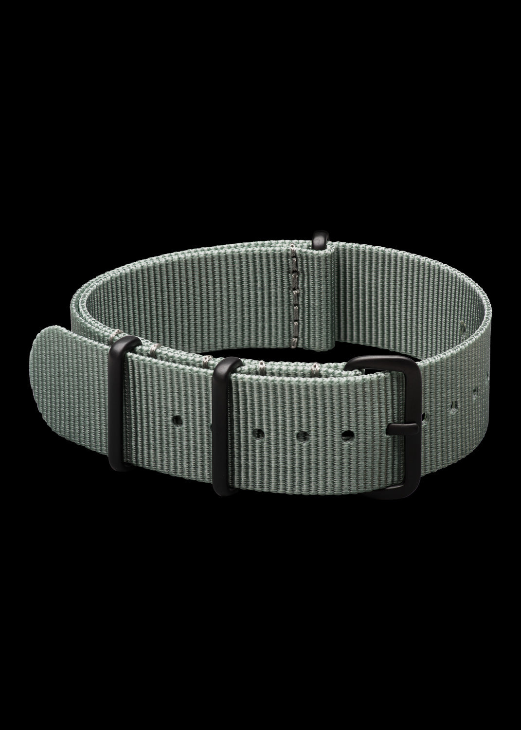 20mm Graues NATO-Uhrenarmband mit PVD schwarzem Edelstahl verdeckten Schnallen