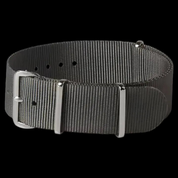 Correa de reloj militar NATO gris Almirantazgo de 24mm en nailon balístico con cierres de acero inoxidable
