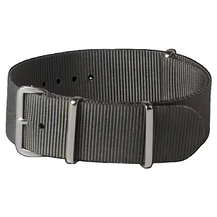 Correa de reloj militar NATO gris Almirantazgo de 24mm en nailon balístico con cierres de acero inoxidable