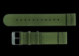 2 Piece 18mm Olive NATO Military Watch Strap in Ballistic Nylon with Stainless Steel Fasteners