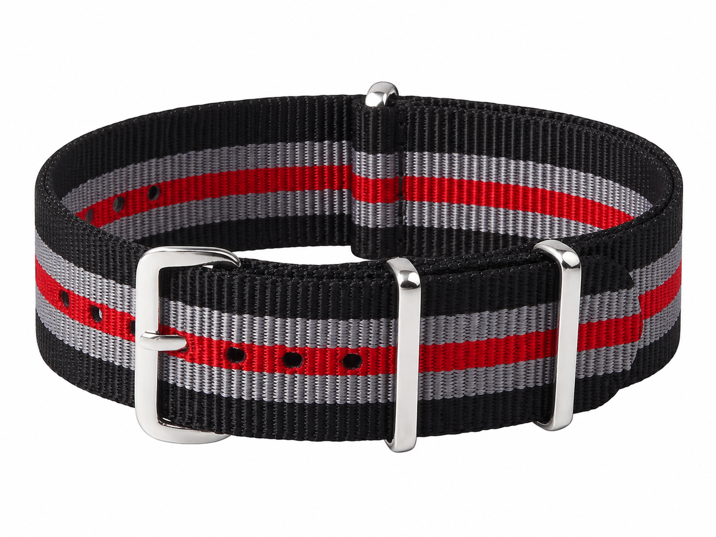 18mm schwarzes, graues und rotes NATO Militär-Uhrenarmband
