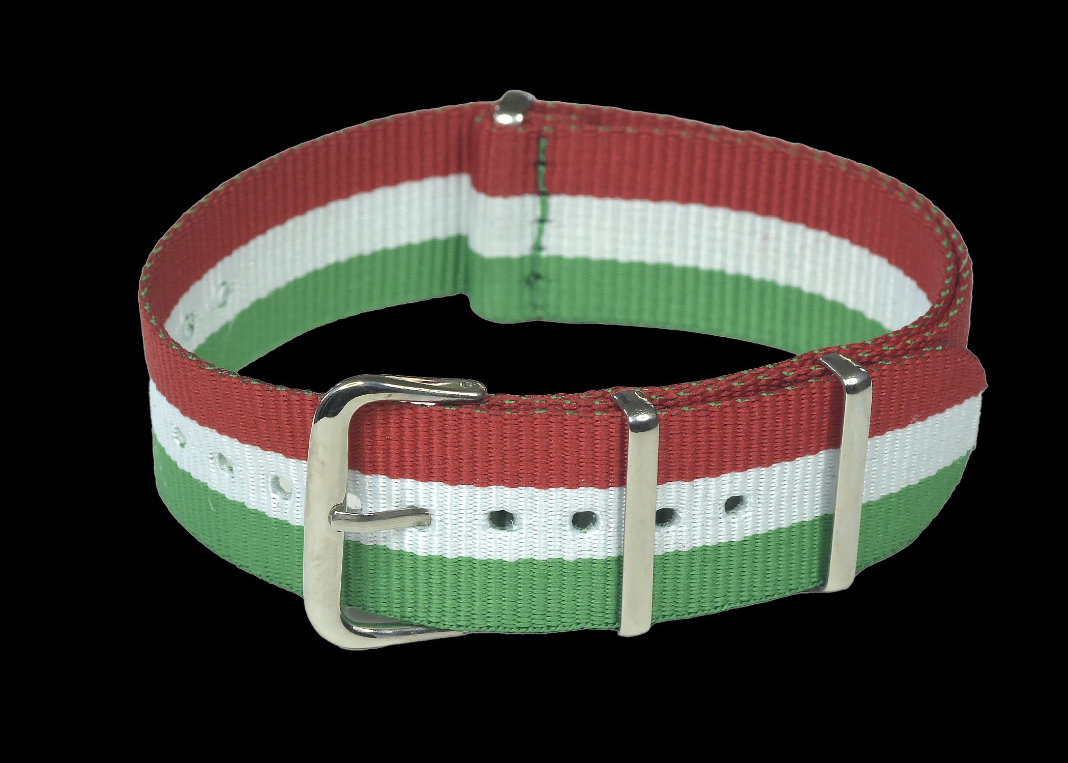Bracelet de montre militaire NATO Italie 20mm « Rouge, Blanc et Vert »  