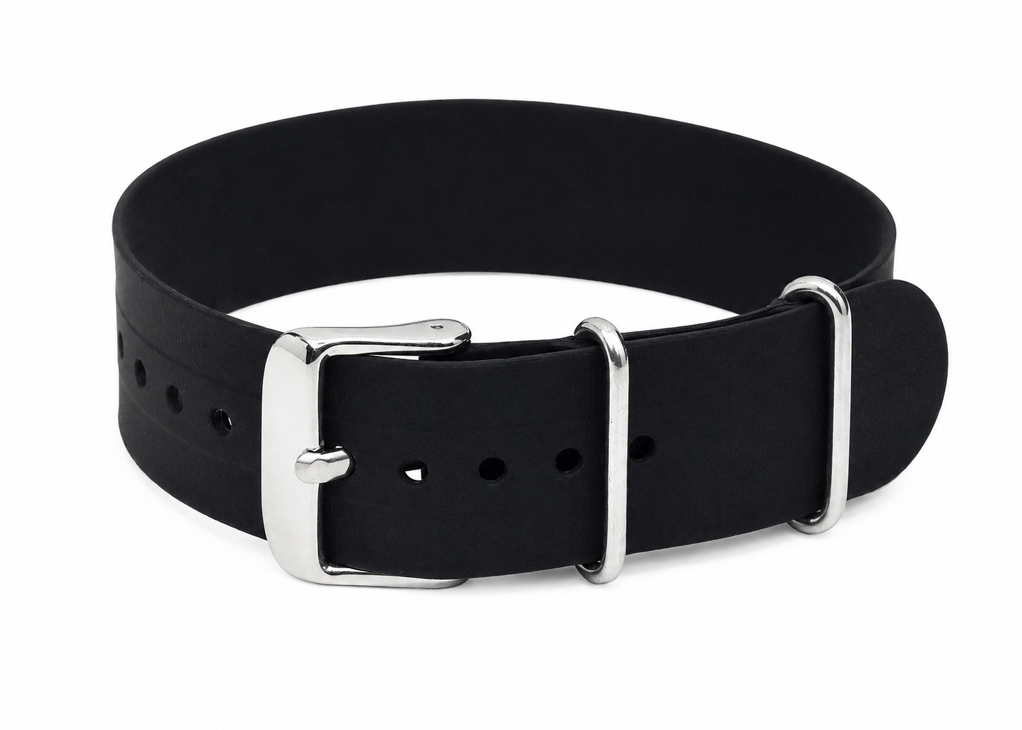 18mm schwarzes Silikon/Gummi NATO Militär-Uhrenarmband