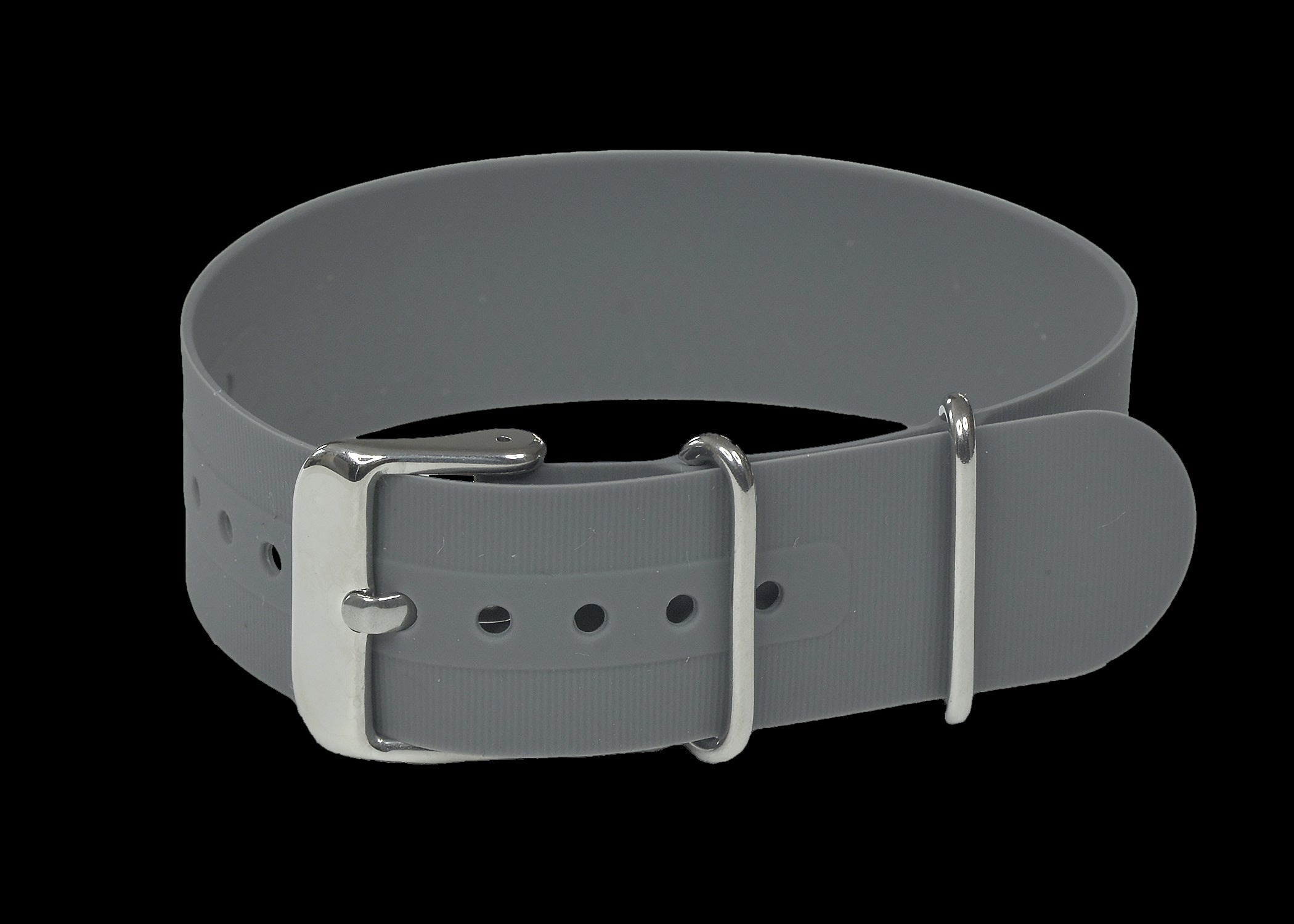Correa de reloj militar NATO de silicona/goma gris de 22 mm