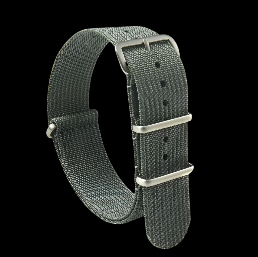 18mm Geripptes Graues NATO Militär Uhrenarmband