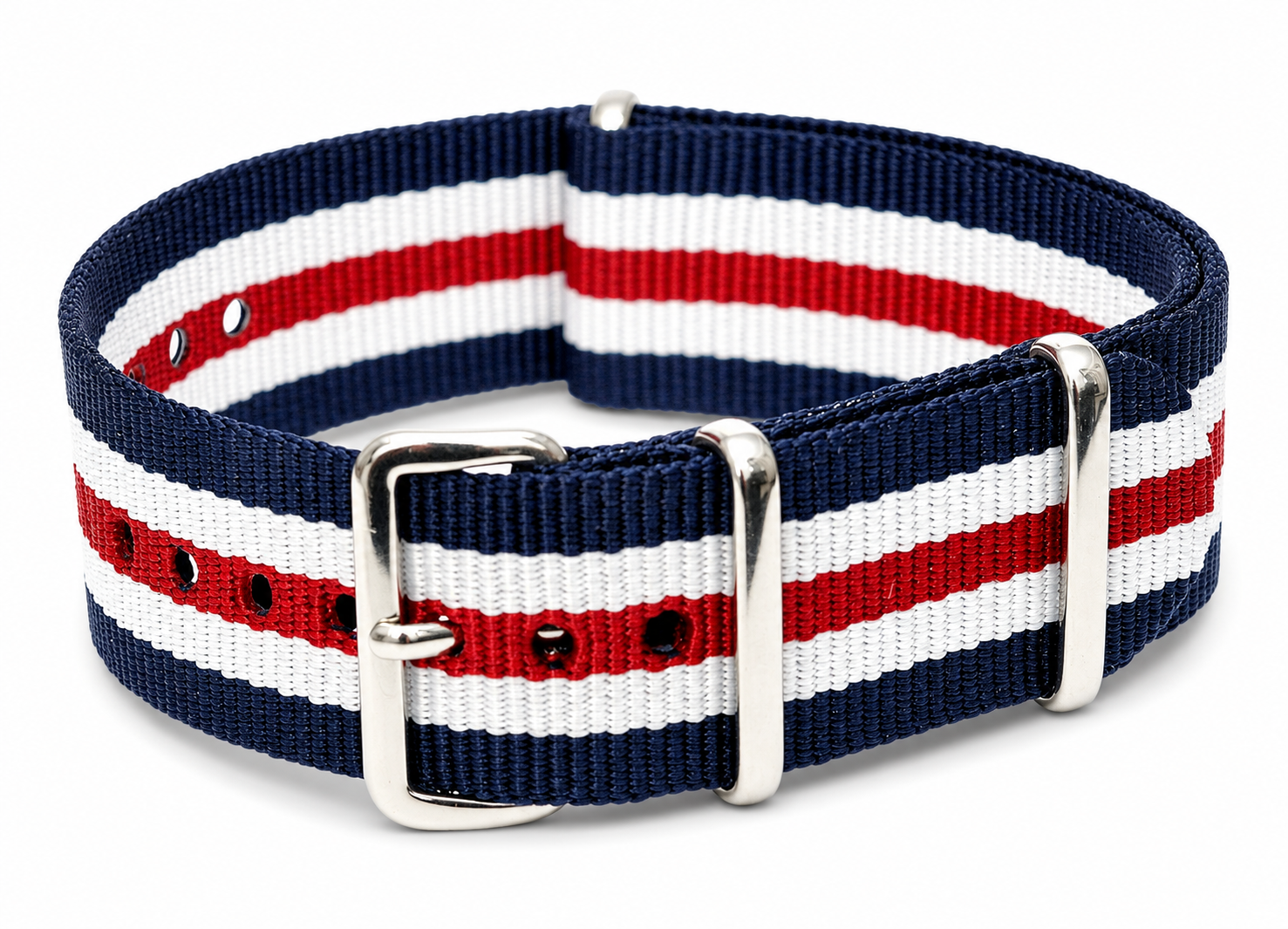 18mm Rot, Weiß und Blau NATO Militär-Uhrenarmband