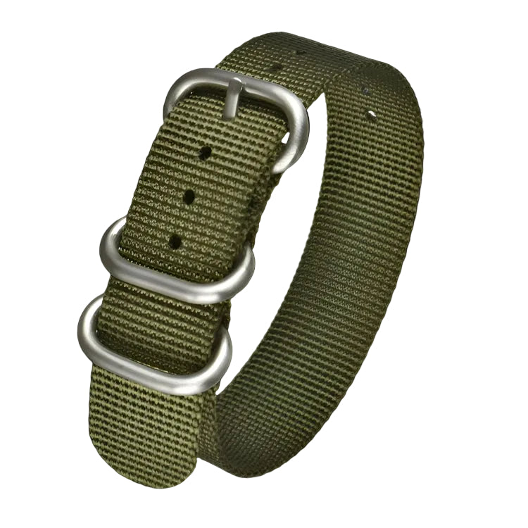 18mm Olive Green Ballistic Nylon Zulu Pattern Military Watch Strap