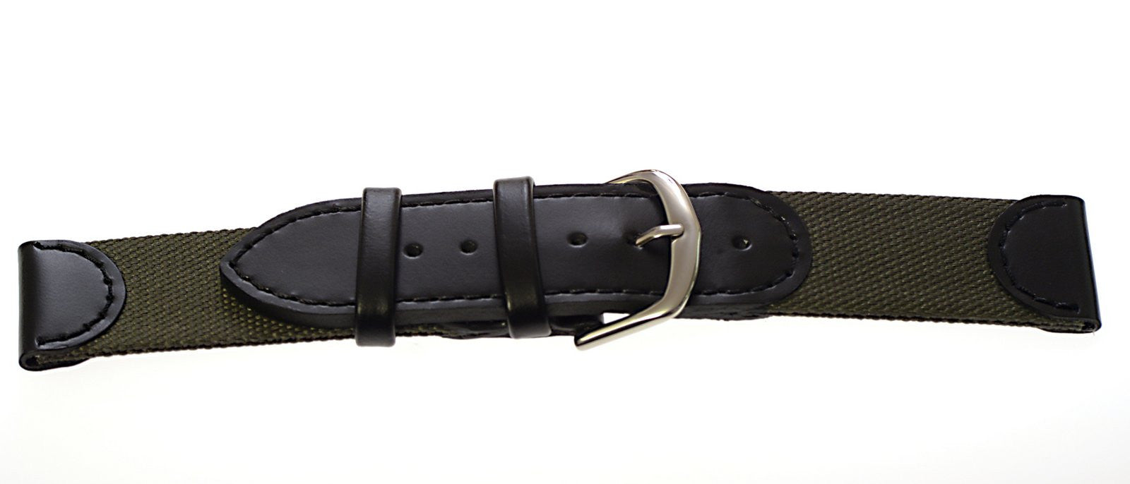 MWC 18mm Retro Leder und Stoff Kombination Uhrenarmband