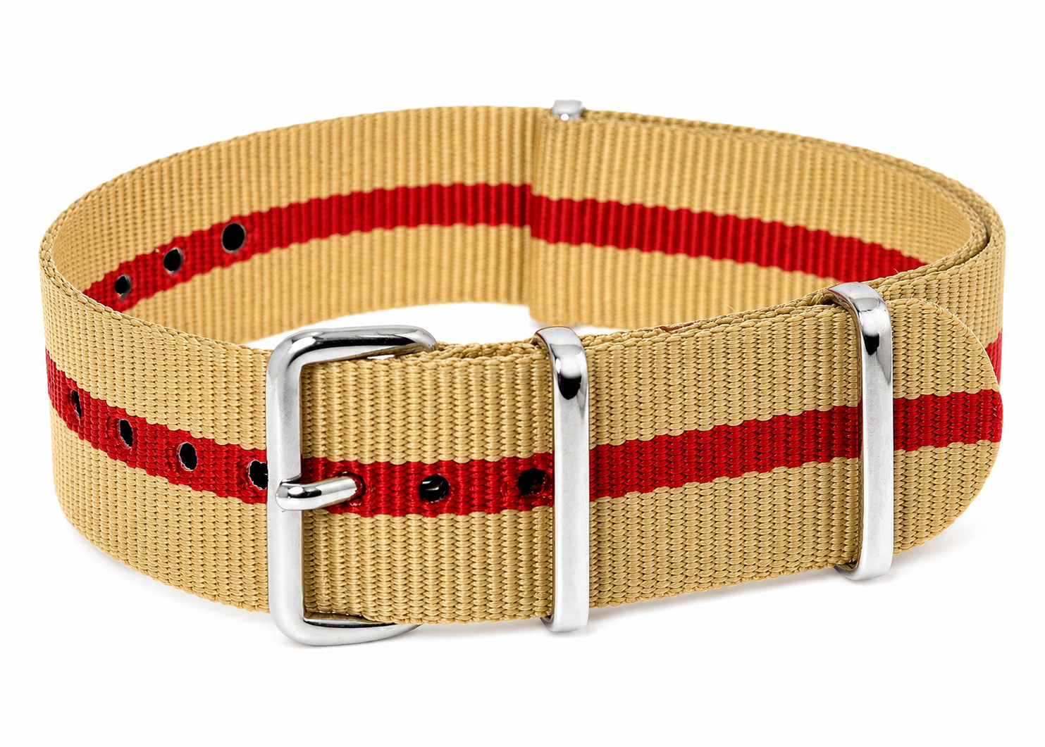 18mm Sand- und rotes NATO Militär-Uhrenarmband