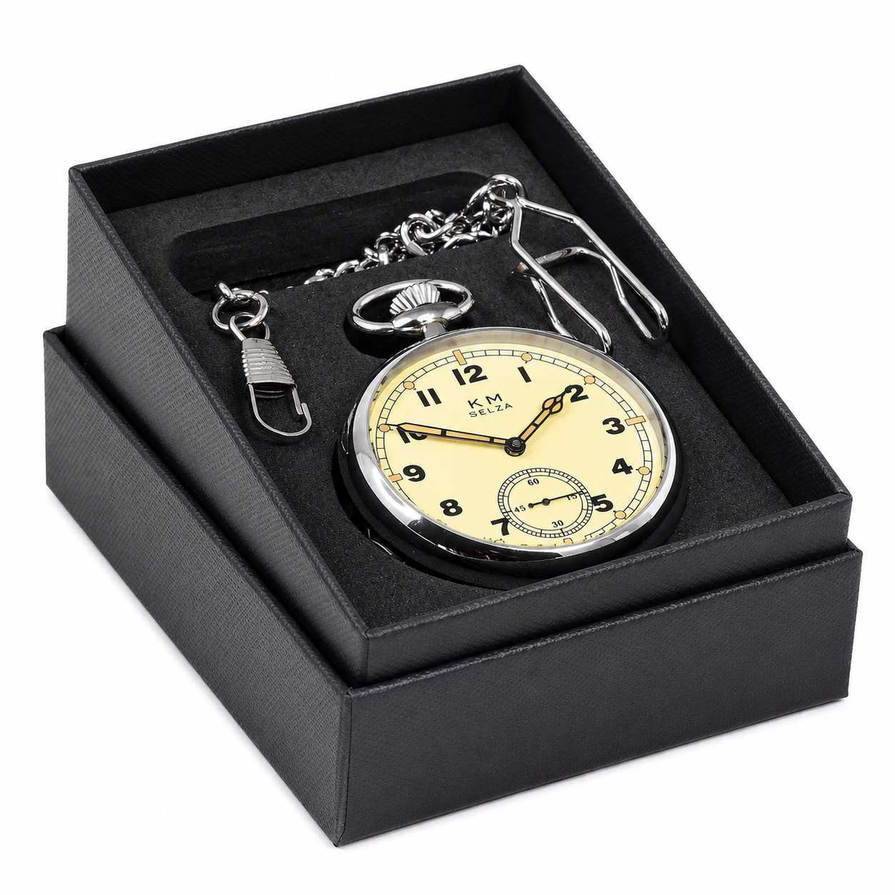 Reloj de bolsillo militar alemán Kriegsmarine patrón WW2 Selza con cuerda manual y 17 joyas